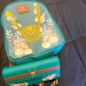 MARVEL LOUNGEFLY LOKI BAG AND WALLET